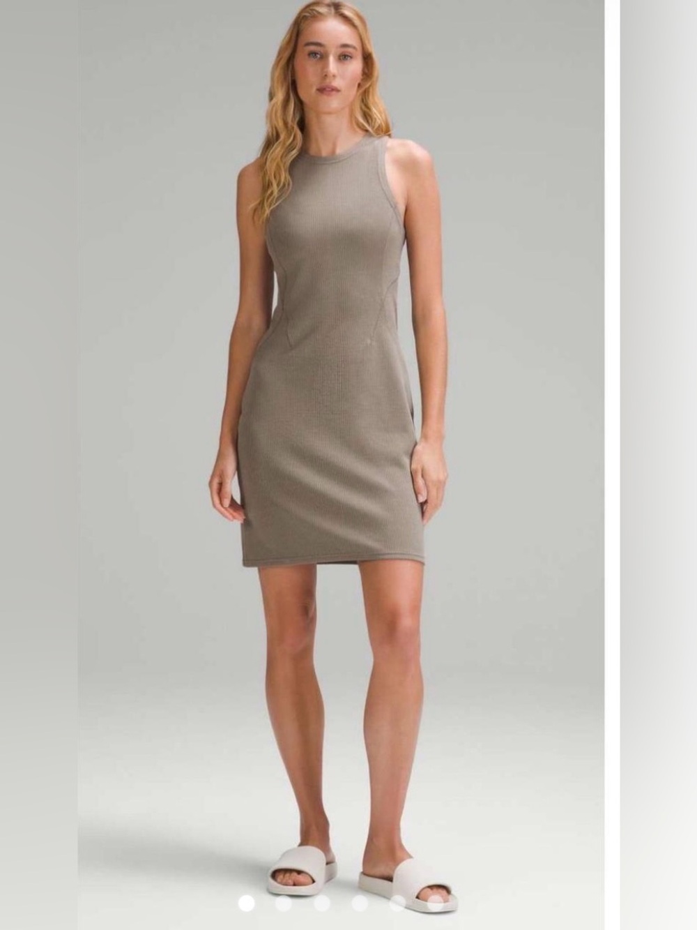 lululemon athletica Sleeveless Ribbed Dress in Taupe